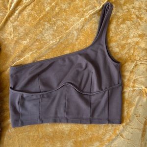 One shoulder brown crop top